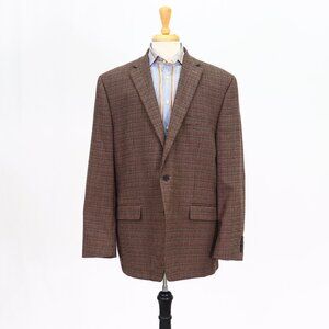 Ralph Lauren 48L Brown Check 2-Button Sport Coat Blazer Jacket P189